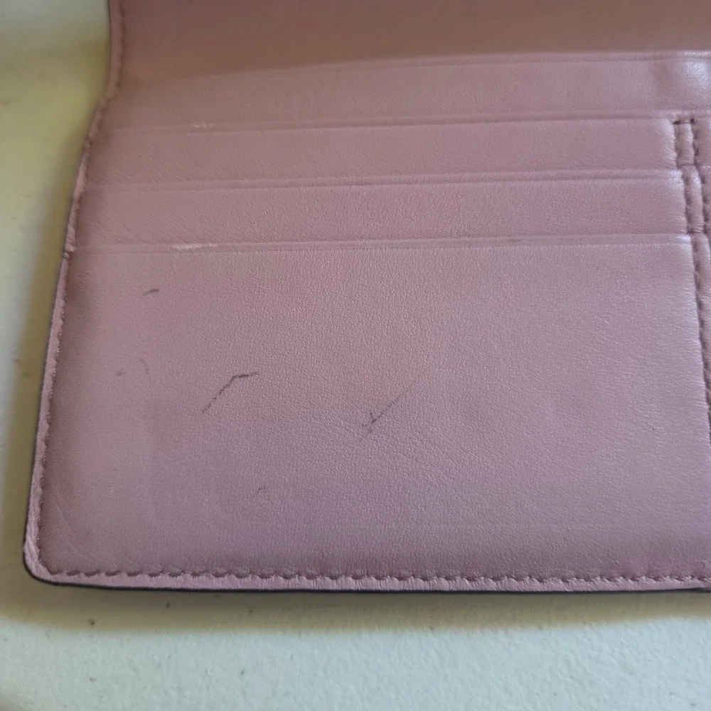 Coach Signature Black Gray Lilac Interior Checkbook Wallet Madison Dot OP Art